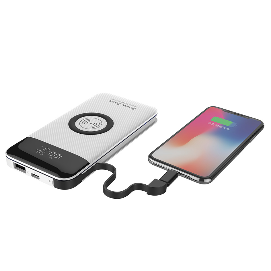 Wireless Power Bank with Built-in Cable